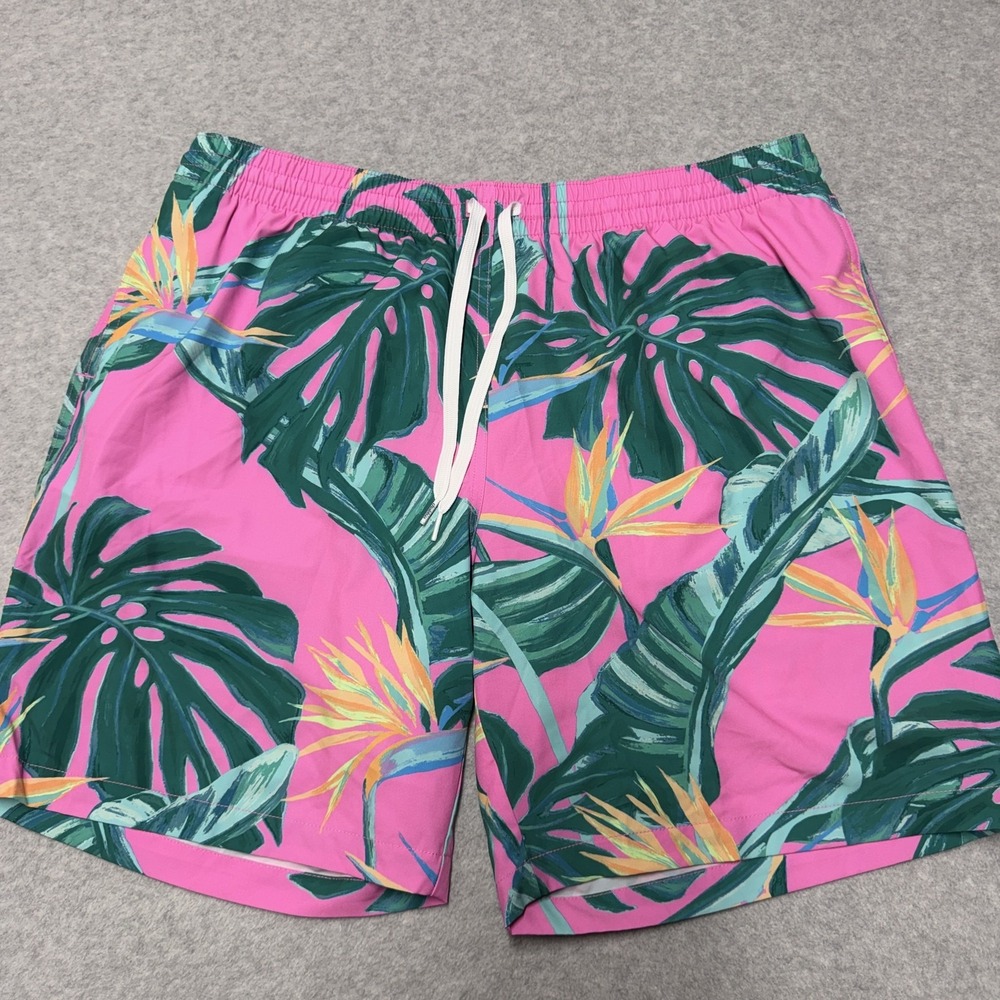 Chubbies Swim Trunks Mens 2XL Pink Tropical Floral 7in Lined Drawstring Beach